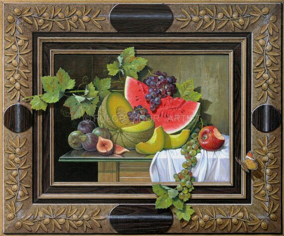 Watermelon on Glass with Painted Frame