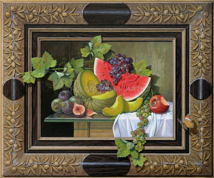 Watermelon on Glass with Painted Frame