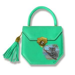 Emerald Green Iconic Mini Handbag - Emerald Green Flap Tassel - Climbing Koala - Sea Palm Tree