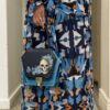 Capri Blue Polygon Handbag - Navy Blue Flap Tassel - Skull with Blue Bouquet - Front Pose