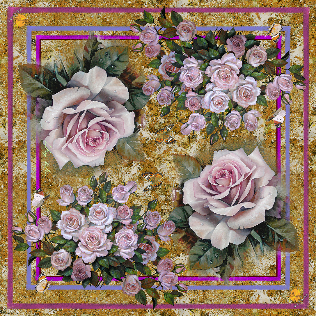 Pink Roses - Silk Scarf