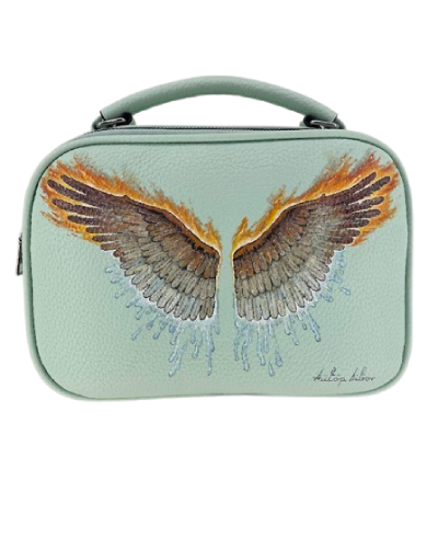 Mint Green-Office Handbag-Top Handle-Wings-Vegan