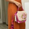 Pink-Polygon-Handbag-Flap-Tassel-with-Pink-Pansies-wear